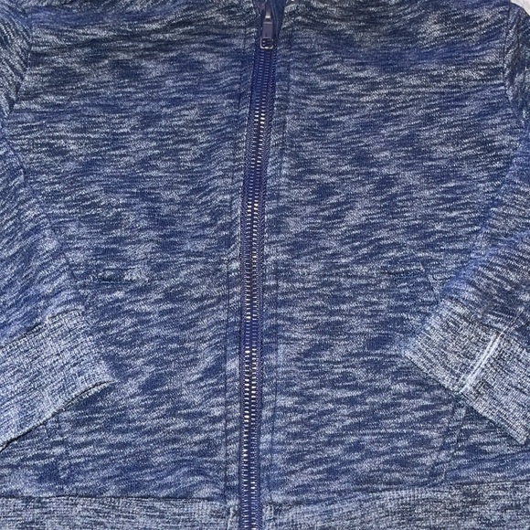 H&M blue Heathered hooded zipper front jacket front pocket - Picture 2 of 5